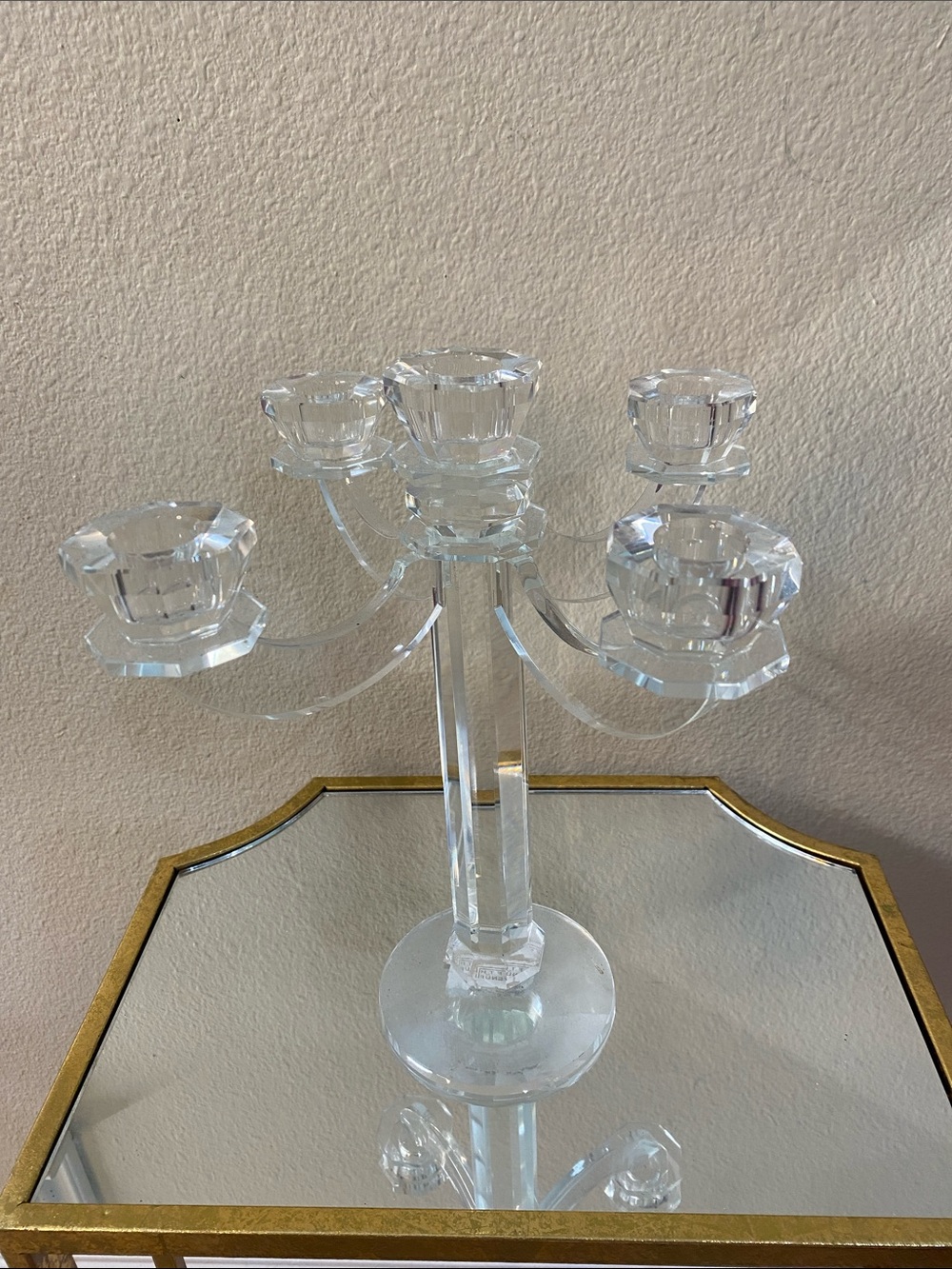 Crystal Five-Arm Candelabra Candle Holder - Clear